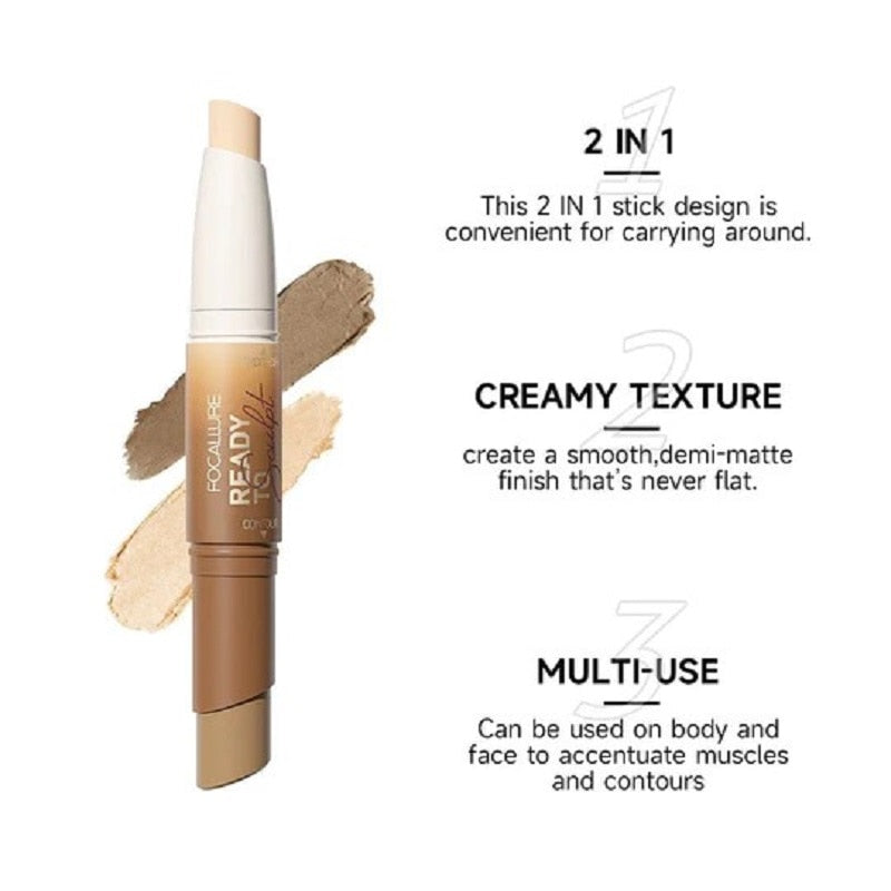 2 in 1 Cream Bronzer & Highlighter Stick - Long Lasting & Waterproof