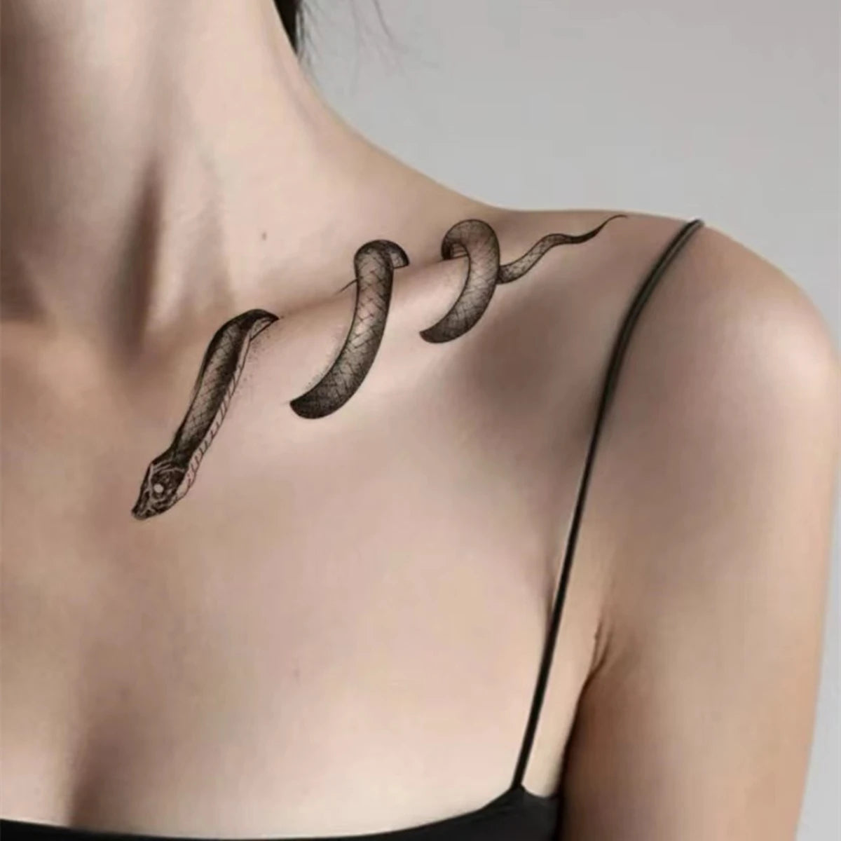 Serpent Clavicle Tattoo – Artful, Waterproof, and Long-Lasting