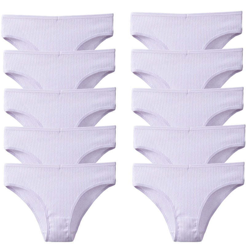 10-Piece Set: Trendy Striped Cotton Panties - Sexy, Comfortable & Breathable