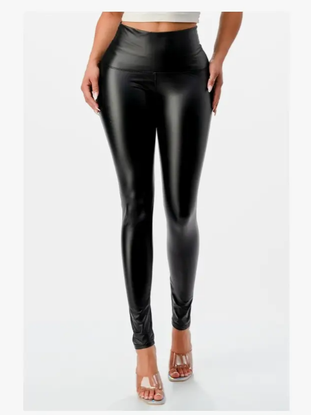 High Waisted Stretchy Pu Faux Leather Leggings