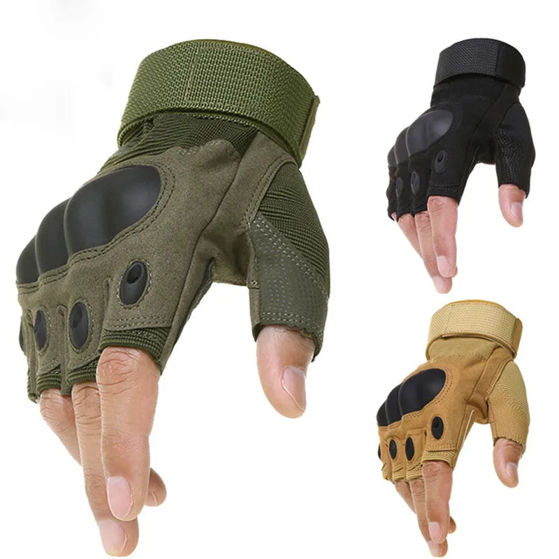 BodiModi's CombatGrip™️ Unisex Tactical Hard Knuckle Half Finger Gloves - Military Army Combat Hunting Shooting Airsoft Paintball Police Duty - Fingerless Design
