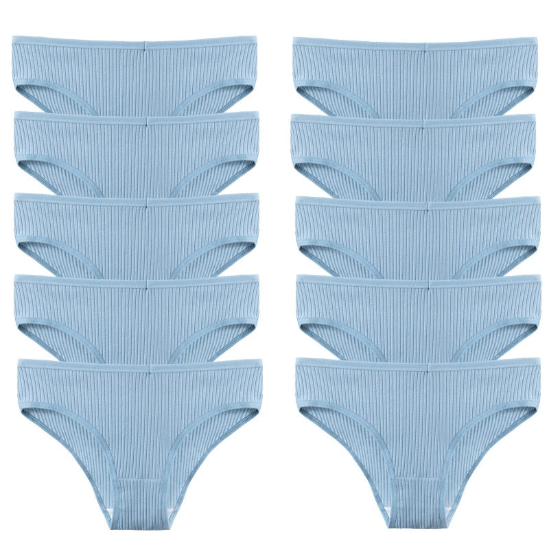 10-Piece Set: Trendy Striped Cotton Panties - Sexy, Comfortable & Breathable