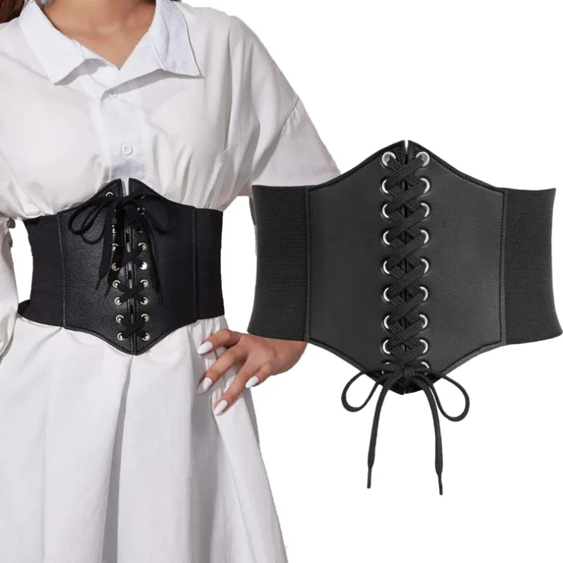 LaceLux™️  Women’s Elastic Costume Waist Belt: Lace-up Tied Waspie Corset Belts for Effortless Elegance