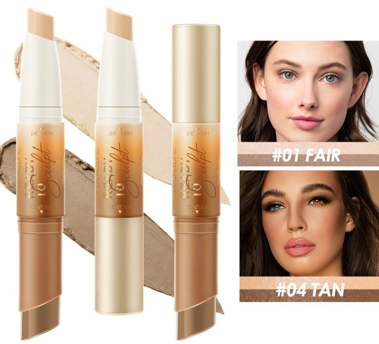 2 in 1 Cream Bronzer & Highlighter Stick - Long Lasting & Waterproof