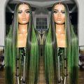 Green Highlight Straight Lace Front Wig