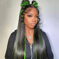 Green Highlight Straight Lace Front Wig