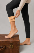 Flisky Fleece Lined Leggings ankle cuff pulled back showing brushed fleece interior lining