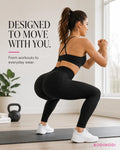 Woman exercising in black BodiModi HoneyComb workout leggings with high-waist textured design