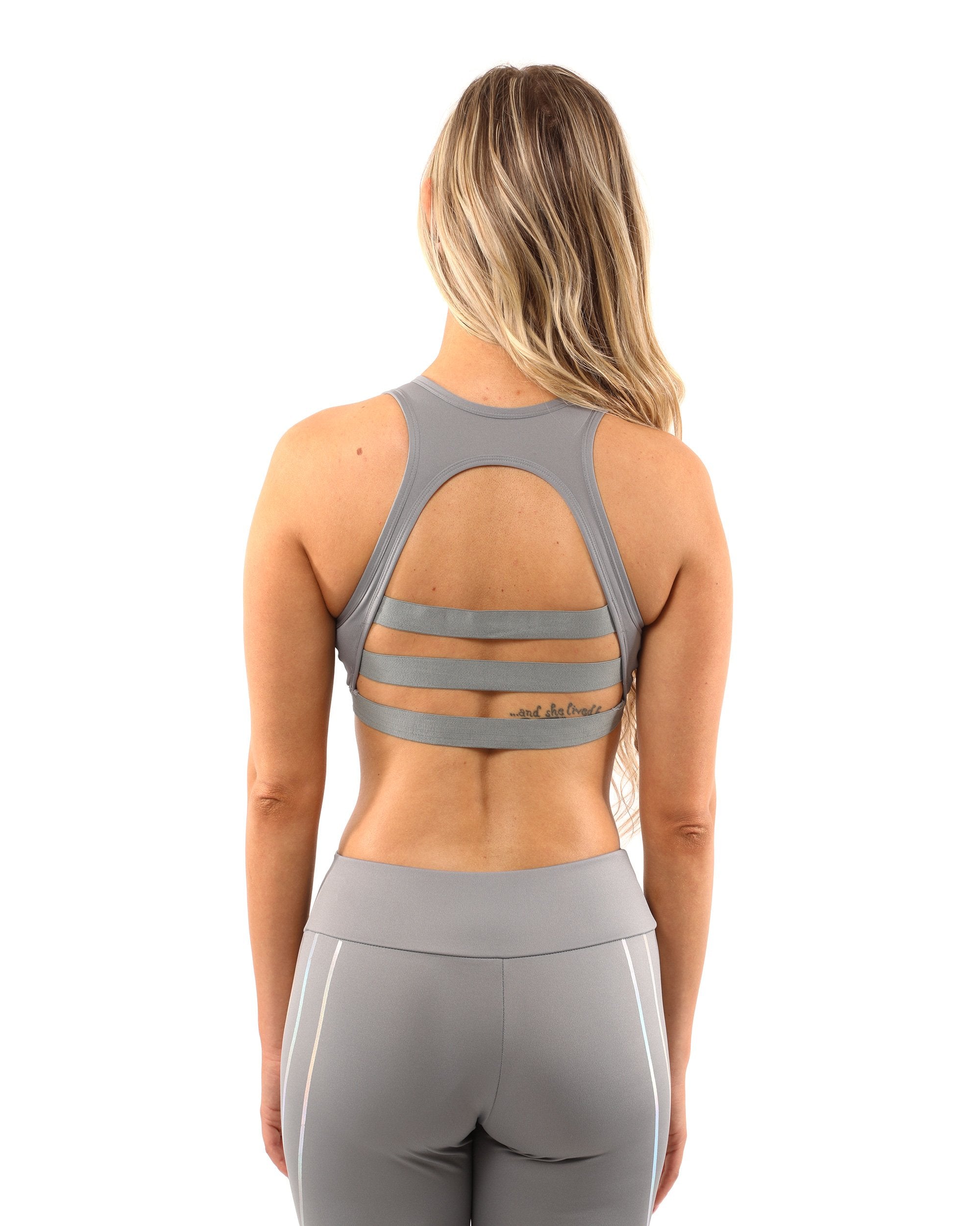 Seamless Grey Sports Bra for Women – High Impact Fit