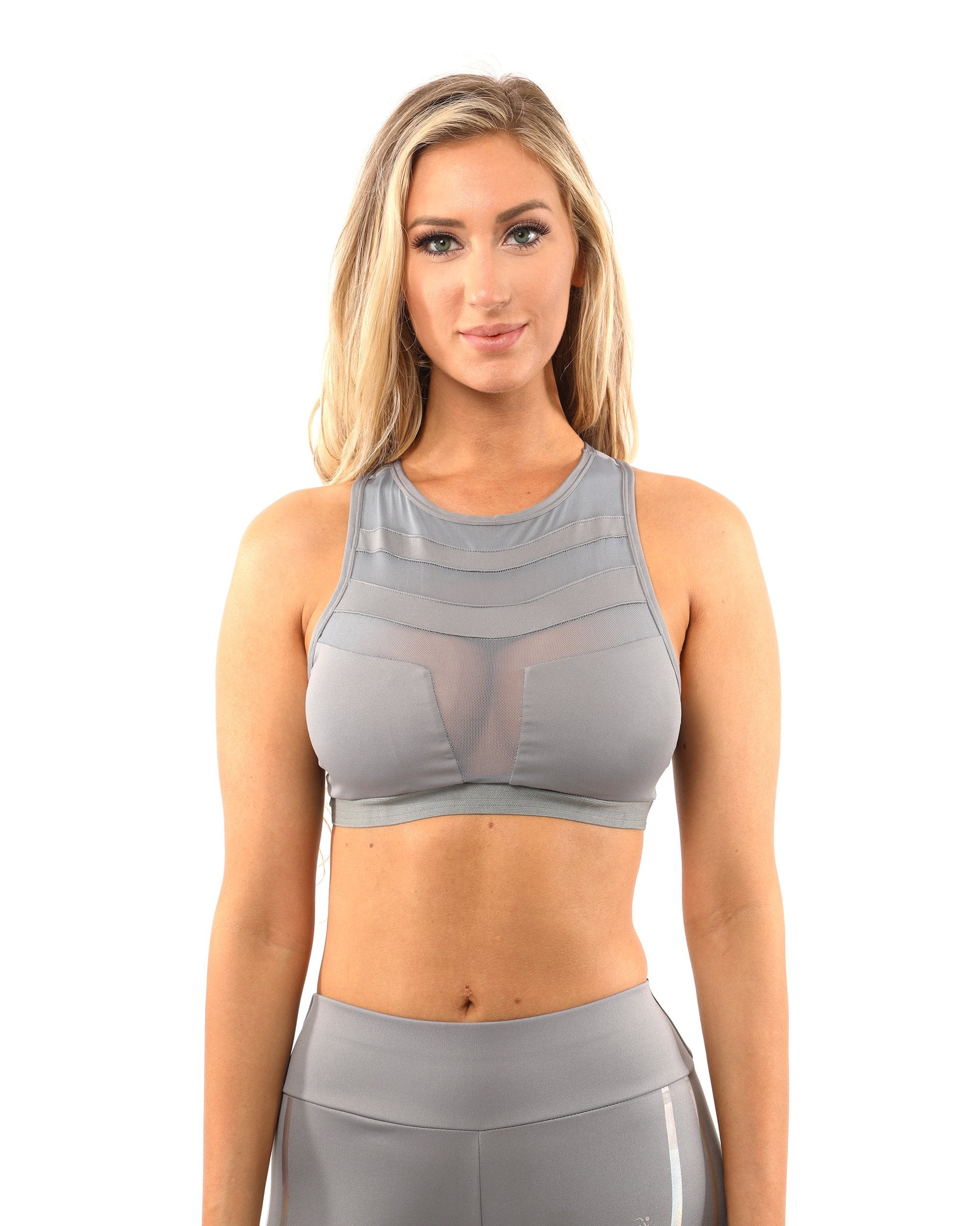 Seamless Grey Sports Bra for Women – High Impact Fit