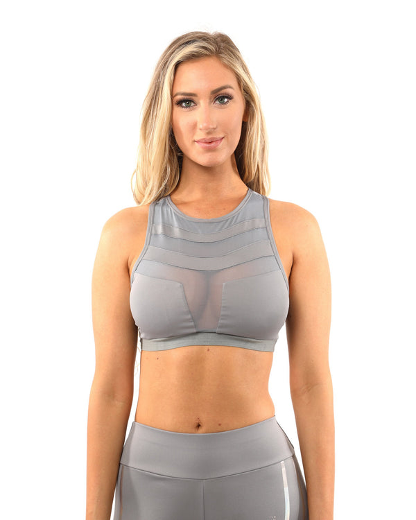 Seamless Grey Sports Bra for Women – High Impact Fit