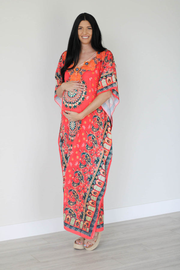 Silk Kaftan Maxi Dress – Loose Summer Caftan for Women