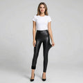 Leggings invernali in similpelle da donna con fodera in pile 