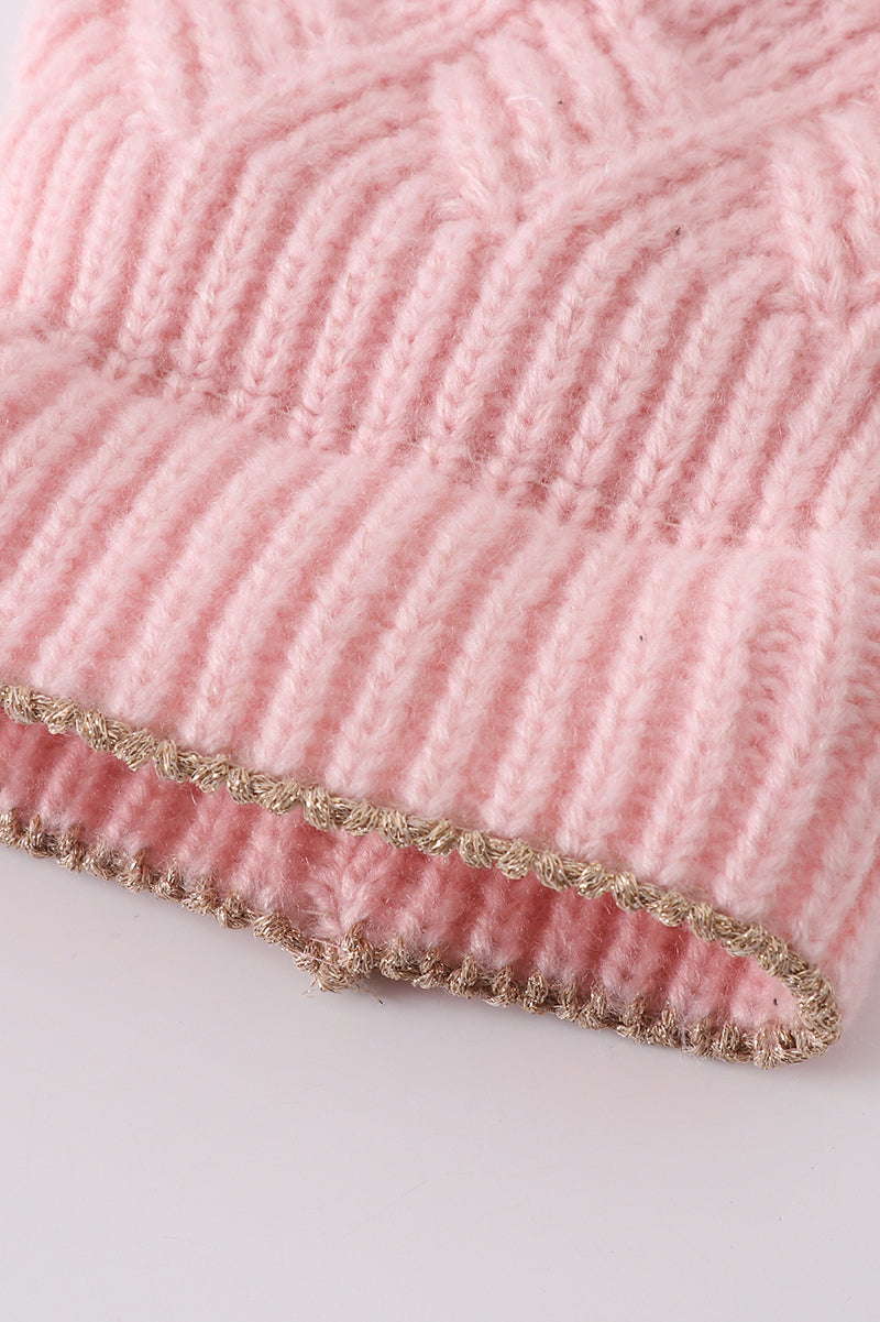 Warm and Stylish Cable Knit Pom Pom Beanie - Toddler and Adult- Perfect for Winter