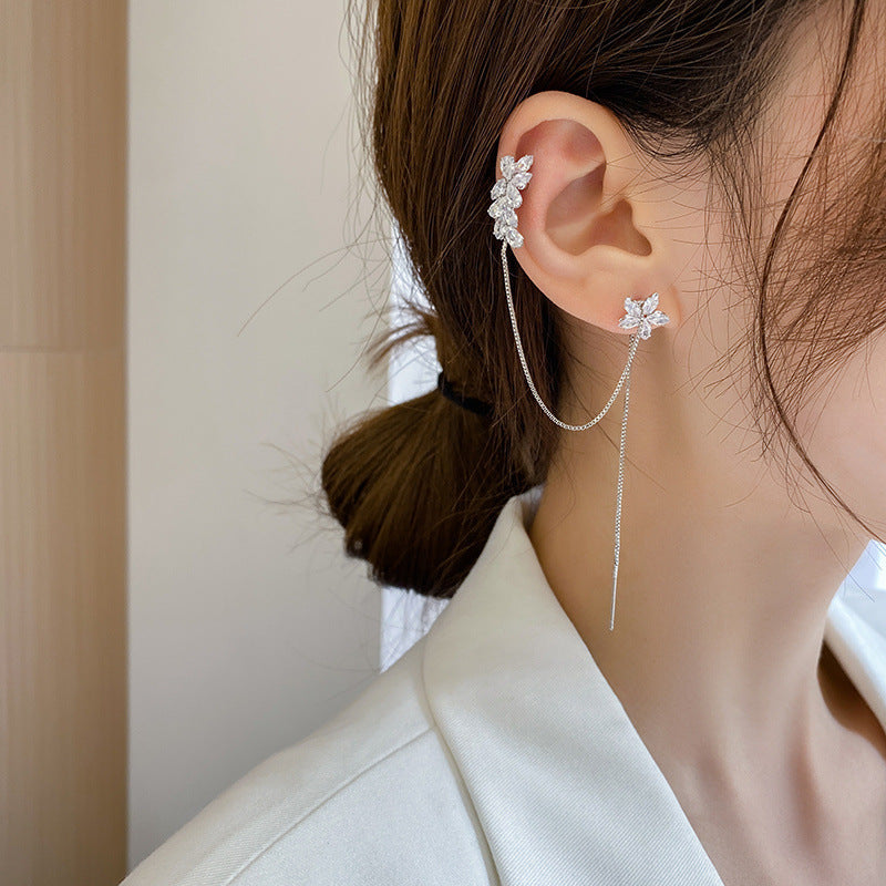 Crystal Flower Ear Clip Earrings