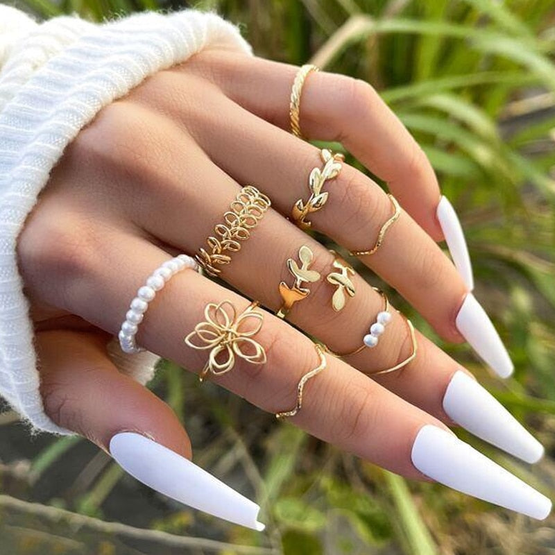 Women's Vintage knuckle Boho Ring Set