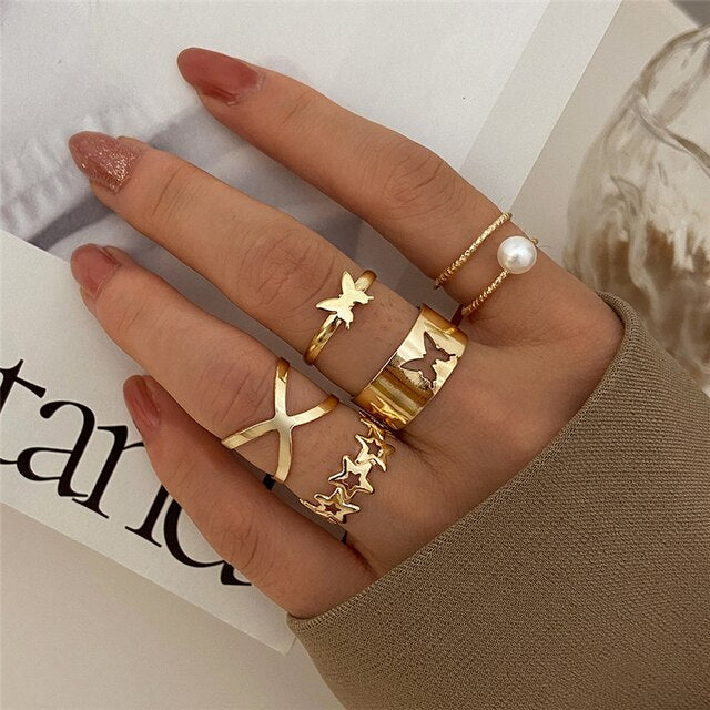 Women's Vintage knuckle Boho Ring Set