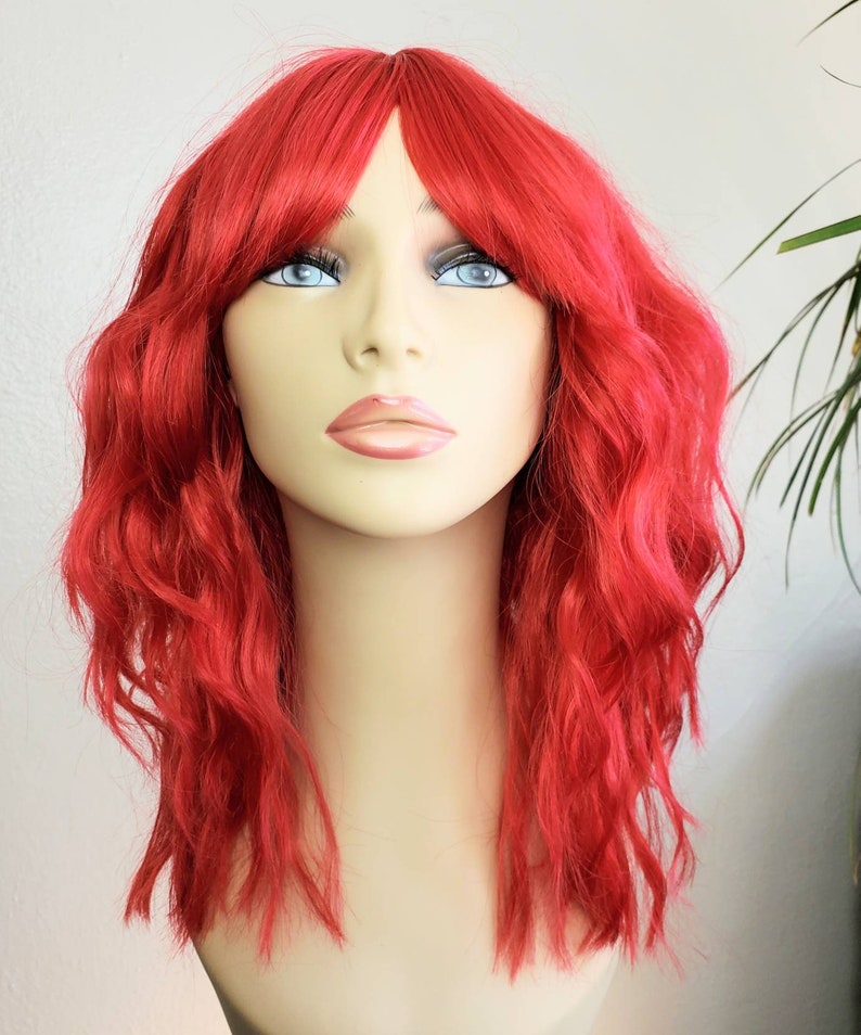 Dark Red Wig Shoulder Length & Multi- Textured