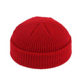 Cuffless beanie unisex brimless knit hat in red