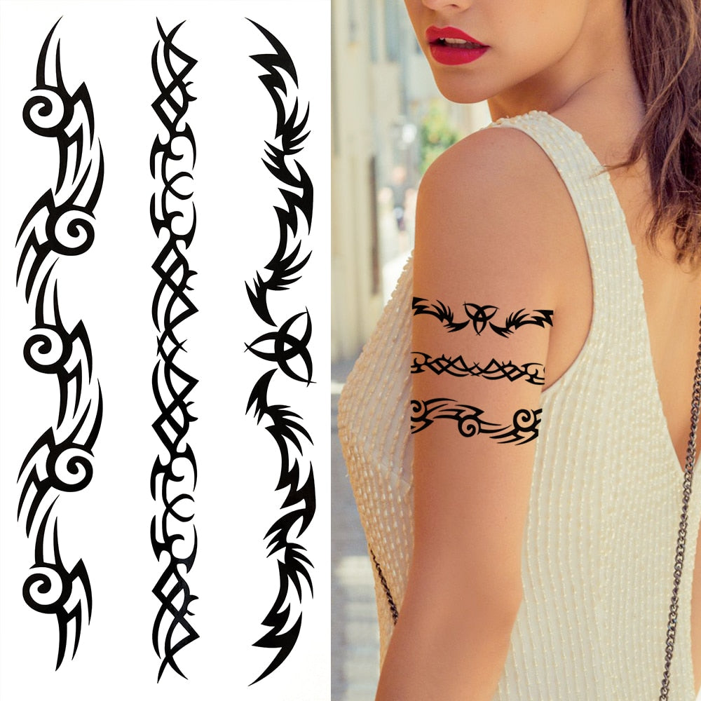 Eternal Lock  Tribal Chain Temporary Tattoo