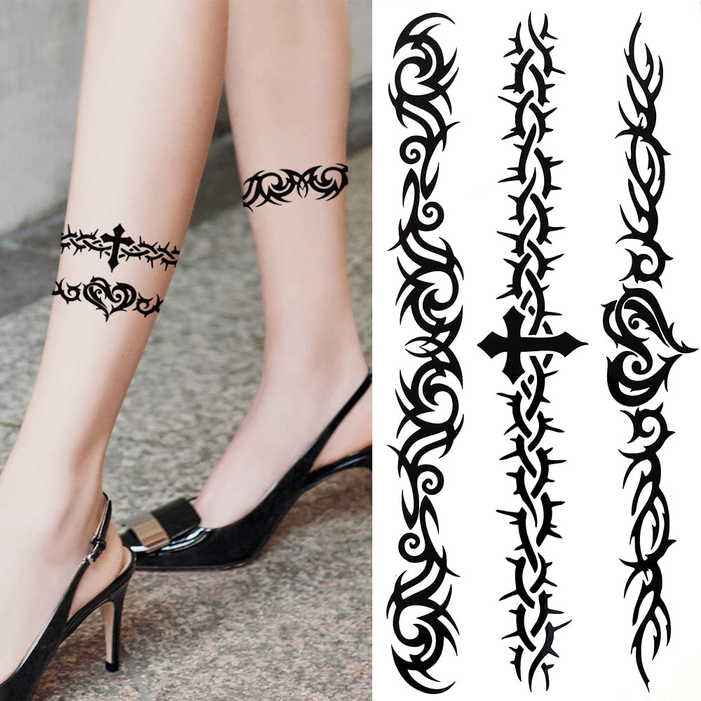 Eternal Lock  Tribal Chain Temporary Tattoo