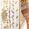 Tatuaggio temporaneo premium Boho Metallic Gold con piume da festival 