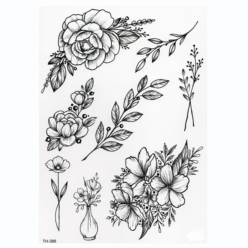 FlowerMark™ Lotus Rose Temporary Tattoo set