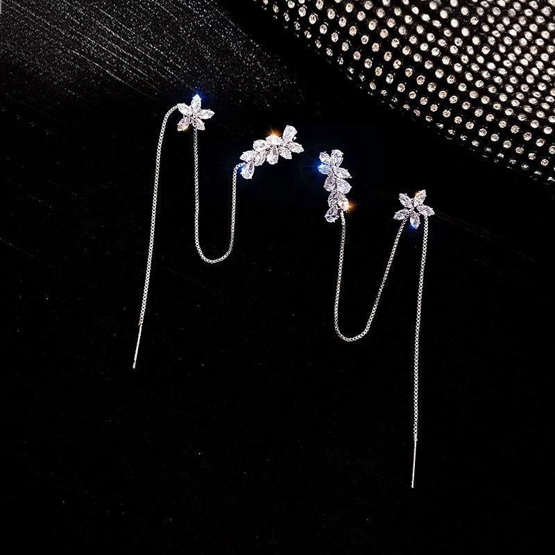 Crystal Flower Ear Clip Earrings