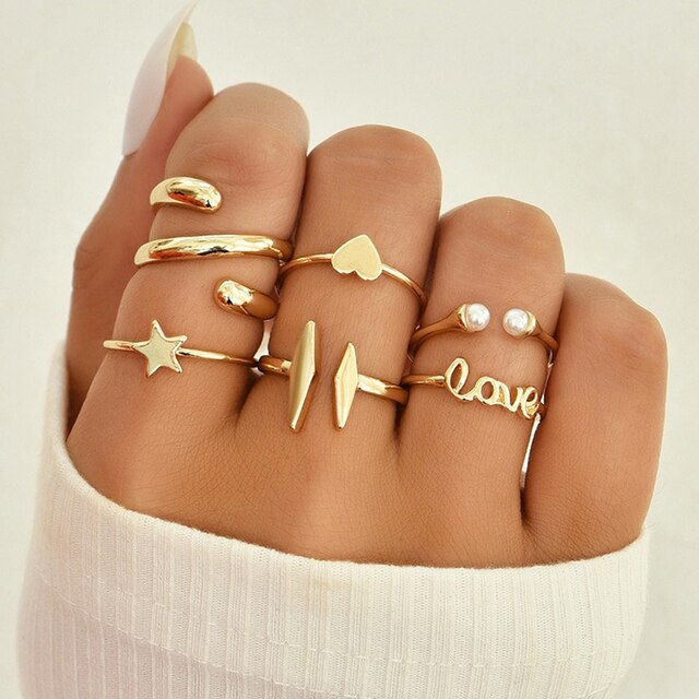 Women's Vintage knuckle Boho Ring Set