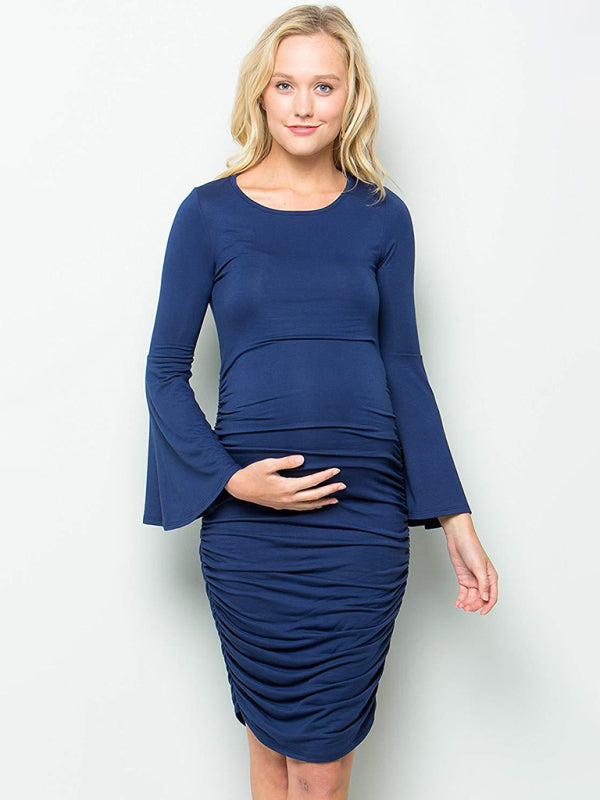 BellyGrace® ChicComfort Ruched Maternity Midi Dress