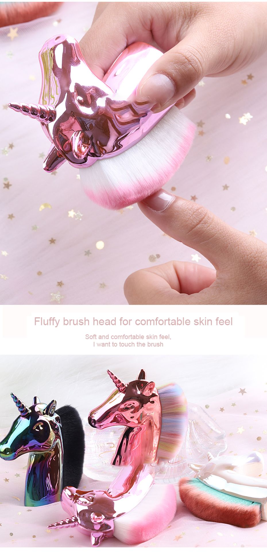 Chic Unicorn Makeup or Nail Brush