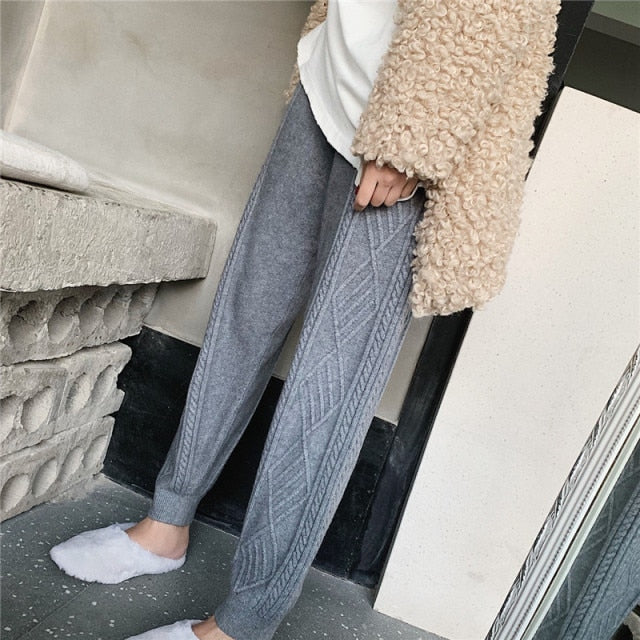 CityKnit Warm Cable Knit Pants Womens