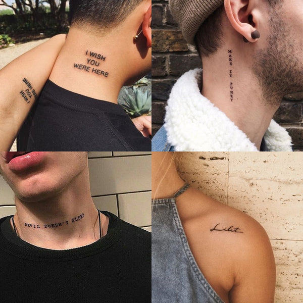 Idee per tatuaggi temporanei con scritte a libro